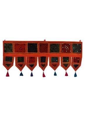 Lal Haveli Ethnic Handmade Embroidered Design Door Valance Tapestries 39 X 16 inches 1