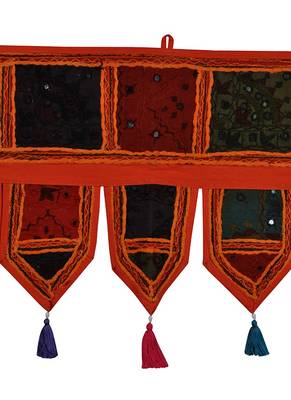 Lal Haveli Ethnic Handmade Embroidered Design Door Valance Tapestries 39 X 16 inches 2
