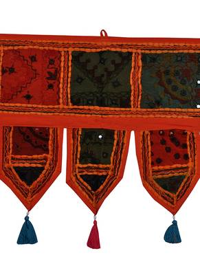 Lal Haveli Indian Embroidered Decorative Cotton Door Valance Tapestries 39 X 16 inches 2