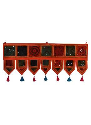 Lal Haveli Hand Decorative Traditional Design Embroidered Door Valance 39 X 16 inches 1