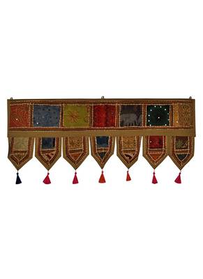 Lal Haveli Handmade Decorative Embroidered Designer Mirror Door Hanging 39 X 16 inches 1
