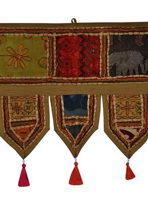 Lal Haveli Handmade Decorative Embroidered Designer Mirror Door Hanging 39 X 16 inches 2