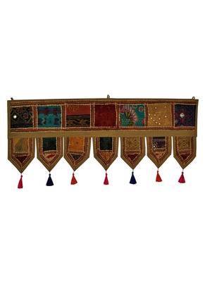 Lal Haveli Mirror Work Embroidery Design Decorative Door Hanging 39 X 16 inches 1