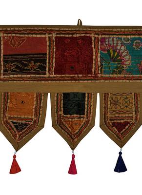 Lal Haveli Mirror Work Embroidery Design Decorative Door Hanging 39 X 16 inches 2