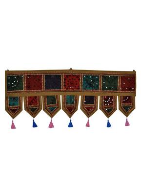 Lal Haveli Handmade Traditional Design Embroidered Cotton Toran Door Hanging 39 X 16 inches 1