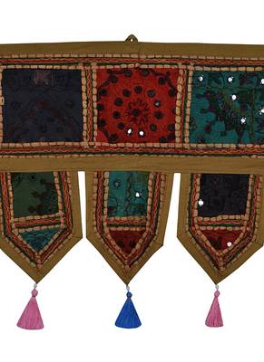 Lal Haveli Handmade Traditional Design Embroidered Cotton Toran Door Hanging 39 X 16 inches 2