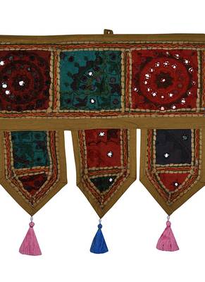 Lal Haveli Indian Traditional Design Embroidered Door Hanging Toran 39 X 16 inches 2