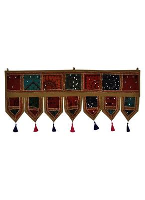 Lal Haveli Handmade Embroidery Work Design Cotton Decorative Door Hangings Toran 39 X 16 inches 1