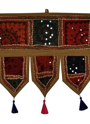 Lal Haveli Handmade Embroidery Work Design Cotton Decorative Door Hangings Toran 39 X 16 inches 2
