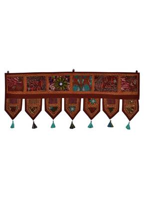Lal Haveli Embroidery Mirror Work Design Door Hangings Decoration 39 X 16 inches 1