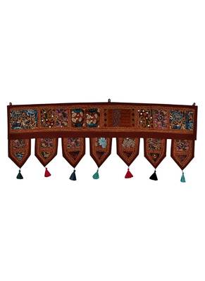 Lal Haveli Handmade Embroidery Work Design Cotton Door Hanging Tapestries 39 X 16 inches 1