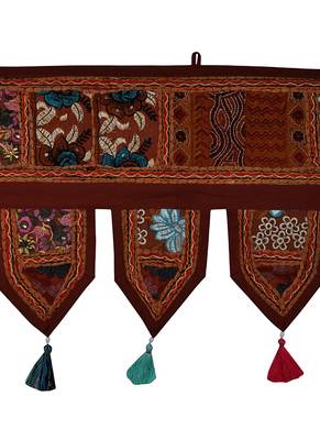 Lal Haveli Handmade Embroidery Work Design Cotton Door Hanging Tapestries 39 X 16 inches 2