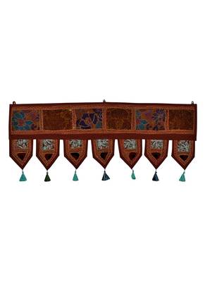 Lal Haveli Traditional Embroidered Handmade Patchwork Design Cotton Door Hanging 39 X 16 inches 1