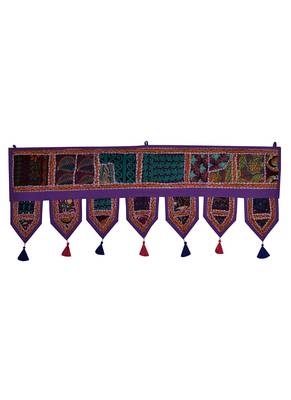 Lal Haveli Embroidery & Hand Patchwork Design Cotton Indian Toran 39 X 16 inches 1