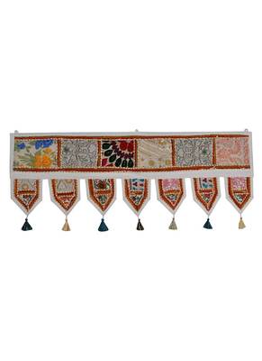Lal Haveli Embroidery Design Cotton Window Treatment Valance 39 X 16 inches 1