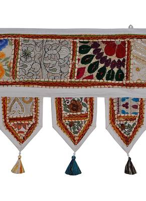 Lal Haveli Embroidery Design Cotton Window Treatment Valance 39 X 16 inches 2