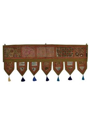 Lal Haveli Elephant Embroidered Design Decorative Door Hanging 39 X 16 inches 1