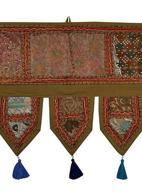 Lal Haveli Elephant Embroidered Design Decorative Door Hanging 39 X 16 inches 2