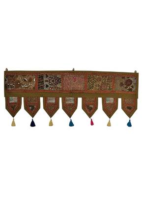 Lal Haveli Mirror Embroidery Design Cotton Window Valance 39 X 16 inches 1