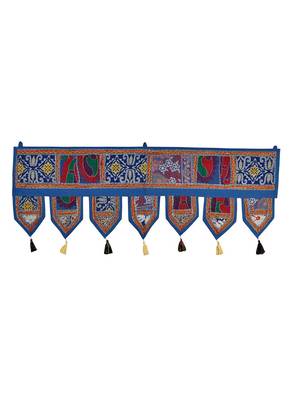Lal Haveli Traditional Handmade Embroidered Design Decorative Wall Tapestry 39 X 16 inches 1