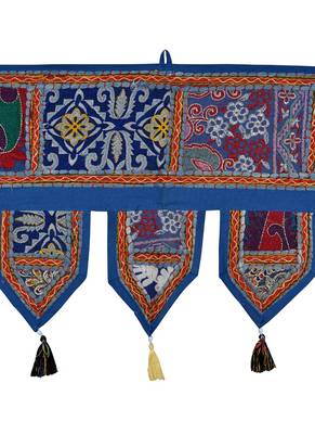 Lal Haveli Traditional Handmade Embroidered Design Decorative Wall Tapestry 39 X 16 inches 2