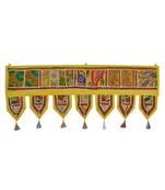 Lal Haveli Mirror Embroidered Tapestry Decorative Cotton Door Toran 39 X 16 inches