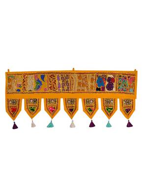Lal Haveli Embroidery & Mirror Work Cotton Window Valance 39 X 16 inches 1