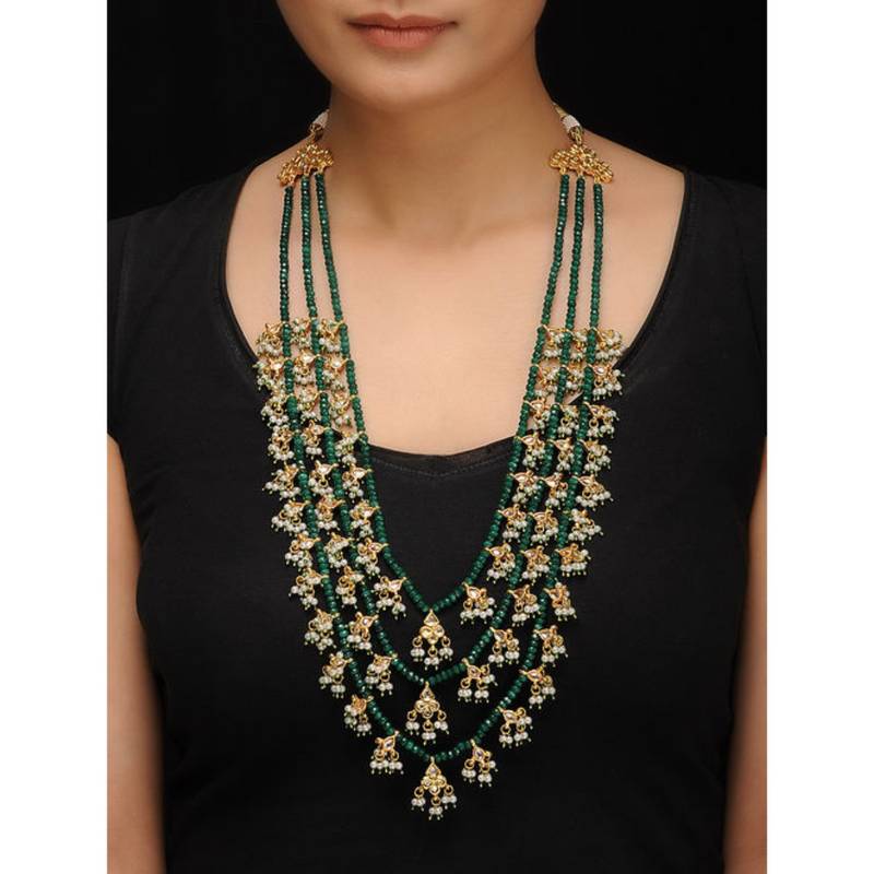 Green Rani Haar Kundan And Green Jade Rani Haar Necklace