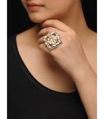 Polki And Green Meenakari Ring