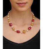 Red Natural Stones And Pearls Necklace