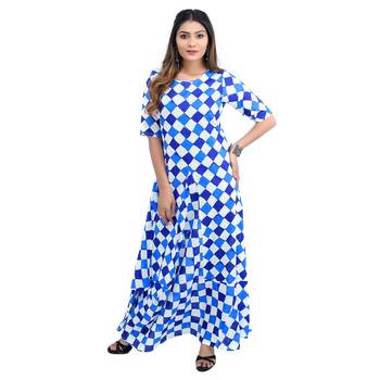 Blue printed cotton kurti 1