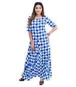 Blue printed cotton kurti