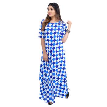 Blue printed cotton kurti 3