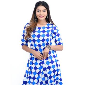 Blue printed cotton kurti 4