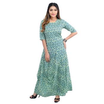 Green printed cotton kurti 1