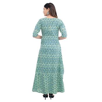 Green printed cotton kurti 2