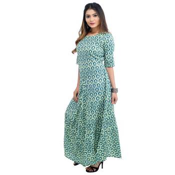 Green printed cotton kurti 3