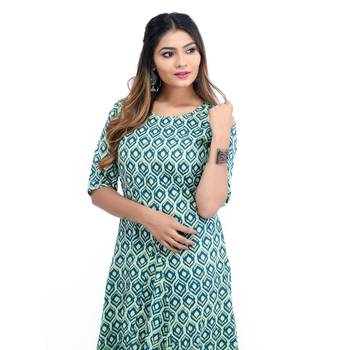 Green printed cotton kurti 4
