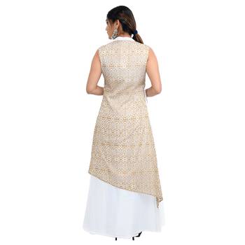 Gold printed cotton kurti 2