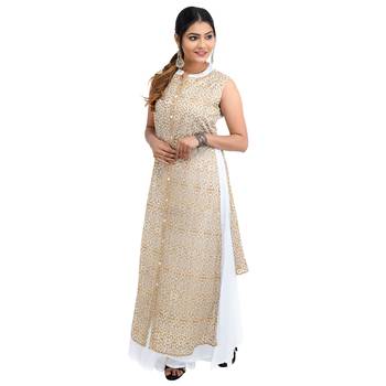Gold printed cotton kurti 3