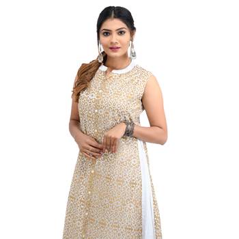 Gold printed cotton kurti 4