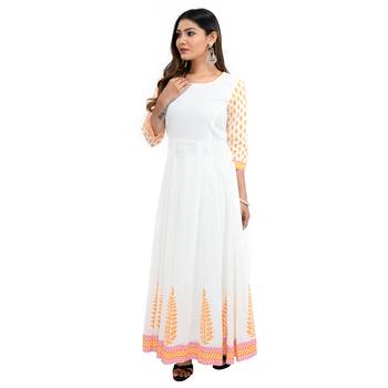 White printed cotton kurti 1