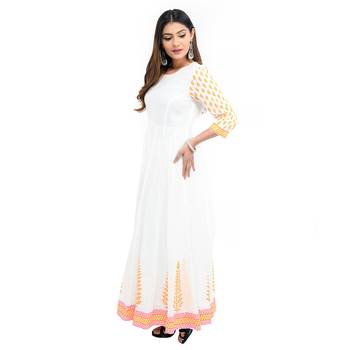 White printed cotton kurti 3