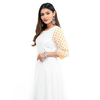 White printed cotton kurti 4