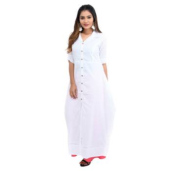 White plain cotton kurti 1