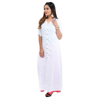 White plain cotton kurti 3