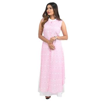 Pink printed cotton kurti 1