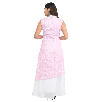 Pink printed cotton kurti 2