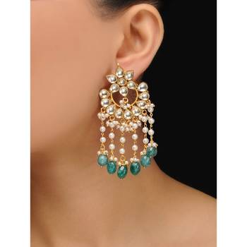 Kundan And Pearl Tassels Chandbaali 1