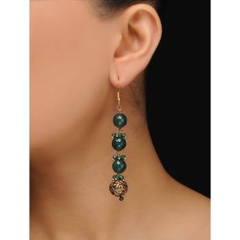 Green Jade Gold Earrings 1